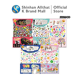 Bộ 4 tờ Sticker Sinwoo chất liệu trong suốt kèm 5 tranh | Bộ sticker trang trí sổ DIY độc đáo