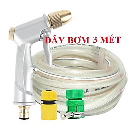 Bộ dây vòi xịt nước rửa xe,tưới cây .tăng áp 3 lần,loại 3m,5m 206701 đầu đồng,cút nối nhựa vàng+ tặng mở chai