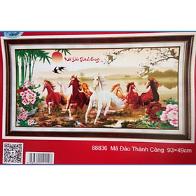 Tranh thêu chữ thập Mã đáo thành công 93x49cm - chưa thêu