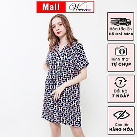 Đầm ngủ sơ mi cao cấp Wannabe DNC19 váy ngủ dáng pijama form suông thoải mái nữ tính vải lanh tole siêu mát