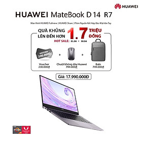 Máy Tính Xách Tay Huawei Matebook D 14 R7 (8+512G) | Hệ điều hành Windows 10 | Màn hình HUAWEI Fullview 14-inch | Huawei Share | Phím Nguồn Kết Hợp Bảo Mật Vân Tay | Hàng chính hãng