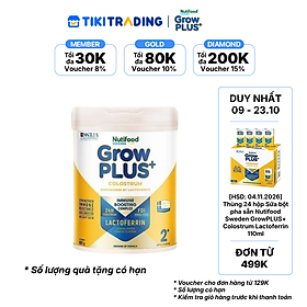 [09.10 - 23.10 QT đơn từ 499K] Sữa bột Nutifood Sweden GrowPLUS+ Colostrum Lactoferrin 2+ 800g