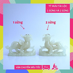 Cặp tượng tỳ hưu 1 sừng và 2 sừng dạ quang tài lộc phát sáng rực rỡ - 15cm