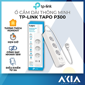 Ổ cắm Wifi thông minh TP-Link Tapo P300 - Hẹn giờ, điều khiển từ xa, 3 ổ cắm độc lập, cổng sạc nhanh 18W, tương thích Homekit - Hàng chính hãng