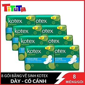 Hình ảnh Combo 8 Băng Vệ Sinh Maxi 23cm Kotex FreeDom Mặt Bông Mềm Mại 8 miếng