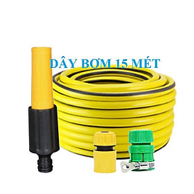 Vòi Xịt️Evoucher Bộ dây vòi xịt nước rửa xe, tưới cây , tăng áp 3 lần, loại 15m 206587 cút sập,nối vàng+ mở chai