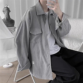 Áo Sơ Mi Nhung Gân Tăm Phong Cách Retro Hàn Quốc Form Rộng Unisex Nam Nữ Ulzzang