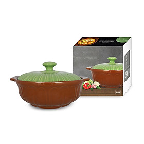 Nồi đất cao cấp kho cá thịt hầm xương sâu lòng nắp sứ hình hoa sen - nhiều size