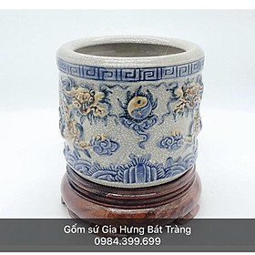 Mua Bộ bát hương men rạn đắp nổi gốm sứ Bát Tràng( kèm chân đế ghỗ hương)