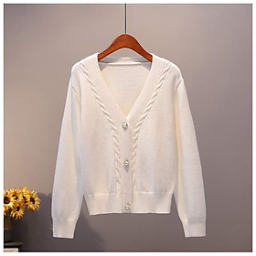 Áo khoác cardigan len  cổ tim 3 nút