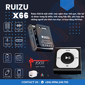 Mua Ruizu X66 - Máy nghe nhạc Bluetooth 5.0  Bộ nhớ trong 32Gb  Hỗ trợ đa định dạng MP3 WMA OGG APE  Nghe đài FM  Kết nối OTG  Pin 500mAh  Kết nối nhanh chóng  Siêu nhỏ gọn  Siêu tiện lợi  Âm thanh đỉnh cao  Dễ dàng sử dụng - Hàng Nhập Khẩu