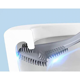 [Tặng móc treo] Chổi Cọ Toilet SiliCon Thông Minh Đầu Cong Dạng Chữ L, Kiểu Dáng Gậy Golf Cọ Sạch Sẽ Mọi Ngóc Ngách