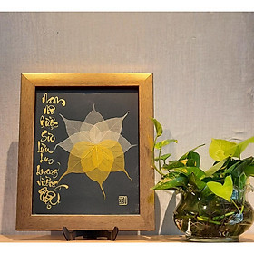 12 mẫu tranh về DANH HIỆU PHẬT có nhiều mẫu viết bằng chữ thư pháp lá bồ đề 20x25 cm