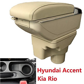 Sản phẩm hộp tỳ tay xe hơi Hyundai Accent, Kia Rio tích hợp 7 cổng USB: Mầu Đen và Kem