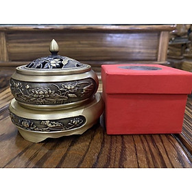 Mua Combo bộ lư xông trầm bằng đồng nguyên chất và hộp trầm khoanh cao cấp ( tặng ngay 1 hộp nụ trầm 50 viên loại tốt )