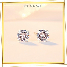 Bông Tai Bạc 925 Nụ Đá Size 5mm Đẹp Dành Cho Bạn Gái
