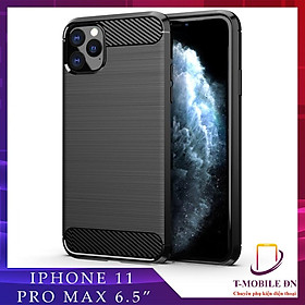 Ốp lưng cho iPhone 11 Pro Max dẻo Carbon phay xước chống sốc chống vân tay