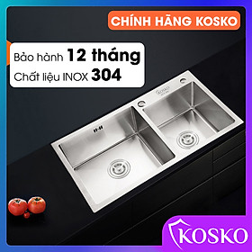 Bồn rửa chén inox 304 KOSKO, chậu rửa chén bát 82x45cm đúc lệch lắp được