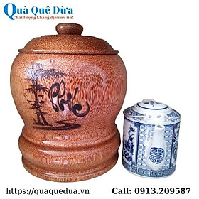 Mua Bộ Bình Trà Gỗ Dừa Khắc Hoa Văn Lồng Chữ Phúc Và Bình Trà 700 - 950ml - Sản Phẩm Được Sản Xuất Tại Bến Tre