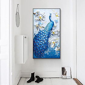 5D Peacock Diamond Embroidery Full Rhinestone Cross Stitch Painting Home Hotel Decoration Gift (Blue without Frame)