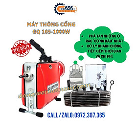 Mua Máy thông tắc GQ185-1000W tặng kèm kèm cuộn dây đường kính 16mm dài 15m và 4 5 mét dây lò xo phi 8