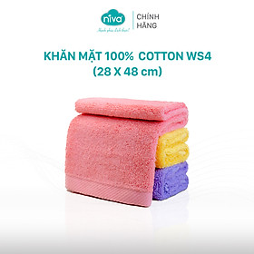 Khăn Mặt Cotton Tự Nhiên 100% Niva WS4 Mềm Mịn Thấm Hút Tốt, An Toàn Cho Da, Trơn Kích Thước 280x480 mm