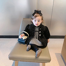 Áo khoác trần trám lót lông diện Tết bé gái, phong cách tiểu thư sang chảnh | MP14