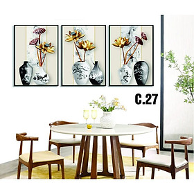 - Bộ tranh canvas 3 bức treo tường có khung phong cách hiện đại - phong cách Bắc Âu