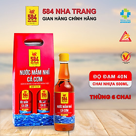 Thùng 6 Chai Nước mắm Nhỉ Cá cơm 584 Nha Trang - 40 độ đạm - Chai Nhựa 500ml