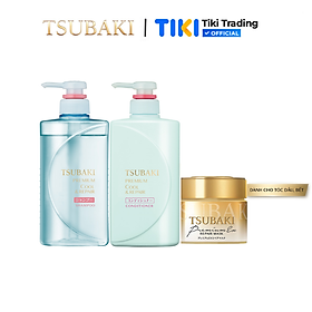 Bộ Ba Gội Xả Tsubaki Premium Cool Sạch Dầu Mát Lạnh (490ml/chai) và Mặt Nạ Tóc 180g