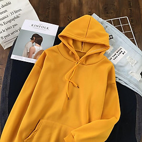 Áo hoodie đôi nam nữ có mũ Đồ đôi thời trang thu đông dài tay màu trơn cao cấp