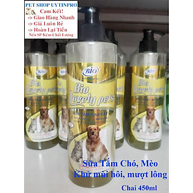 SỮA TĂM CHÓ MÈO Bio Lovely Pets mượt lông khử mùi hôi Chai 450ml Xuất xứ Việt Nam