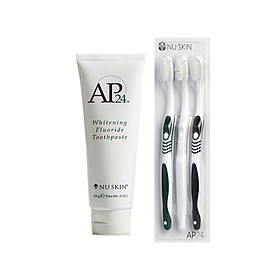 Kem đánh răng trắng sáng AP24 Whitening Fluoride Toothpaste (Tặng 3 bàn chải AP24 chuyên dụng)
