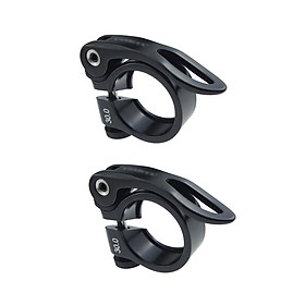2Pcs Bike Seat Post Clamp 30mm Aluminum Alloy Seat Tube Clip Bicycle Quick Release Seatpost for Mountain Tube Bike, Black