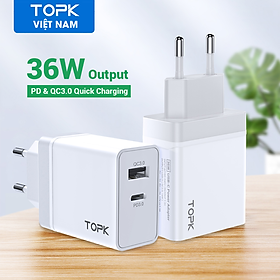 Mua  HÀNG CHÍNH HÃNG  Sạc Nhanh USB TOPK B204P QC3.0 PD Type-C Dành Cho iPhone HUAWEI Samsung Xiaomi OPPO - Phân phối bởi TOPK VIỆT NAM