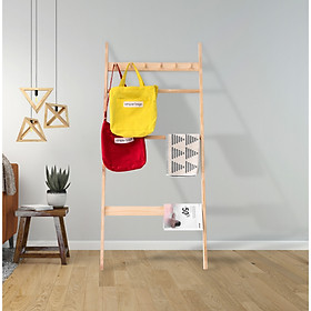 GIÁ TREO ĐỒ HÌNH THANG TRANG TRÍ, TREO ĐỒ HÀN QUỐC MÀU GỖ TỰ NHIÊN - C TOWEL LADDER NATURAL