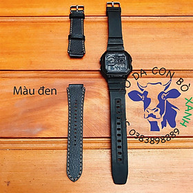 Dây da dành cho đồng hồ Casio Ae1200 - seiko size 18mm Handmade
