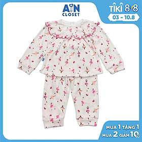 Bộ quần áo dài bé gái họa tiết Bé múa ballet thun cotton - AICDBG4MH1YM - AIN Closet