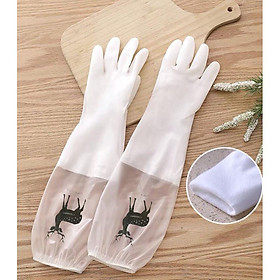 Mua Găng tay cao su siêu dai siêu bền lót nỉ  loại dài tay có chun chống tụt  chống hao mòn  chống đâm thủng  chống hóa chất