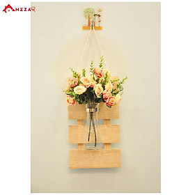 Mua Bảng gỗ treo tường gắn lọ thủy tinh cắm hoa  trồng cây thủy sinh trang trí nhà cửa  quán cà phê BN-01 (chưa kèm hoa)
