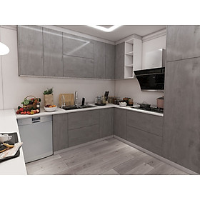 Mua TỦ BẾP DƯỚI GỖ AN CƯỜNG PHỦ MELAMINE KẾT HỢP MẶT TỦ ĐÁ THẠCH ANH VICOSTONE DẠNG L 5M- 9933