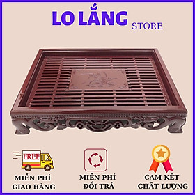 Mua Khay trà giả gỗ như thật sang trọng kiểu dáng mới cho mọi nhà - khay đựng ấm trà hình chữ nhật có chân