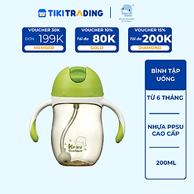 Bình Uống Nước Có Tay Cầm Cho Bé KuKu Duckbill - Nhựa PPSU Cao Cấp - 200ml