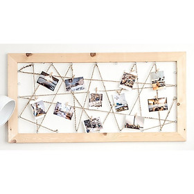 Mua Khung ảnh treo tường dạng lưới bằng gỗ thông Giá treo ảnh tặng kèm kẹp gỗ Decor trang trí nhà cửa