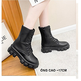 Giày bốt cột dây nữ, chunky boots