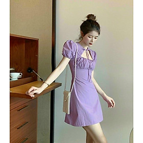 Đầm váy tay phồng kết nơ nhún ngực , màu sắc sang chảnh  thời trang nữ