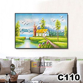 Tranh treo tường canvas 1 bức phong cách hiện đại Bắc Âu, tranh phong cảnh trang trí phòng khách, phòng ngủ, spa C110 - C-110