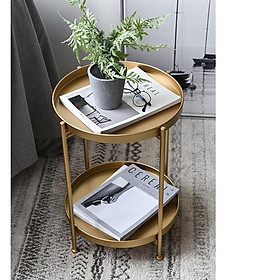 Mua Bàn trà cạnh sofa hiện đại 2 tầng tiện ích Bàn góc sofa cao cấp DH-BGK2061 vàng