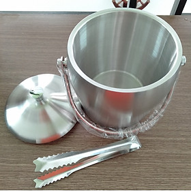 Mua Xô inox 2 lớp giữ nhiệt có nắp dùng đựng đá  ướp lạnh trong nhà hàng quán ăn . Dung tích 2L và 1.2L