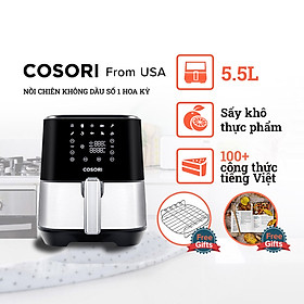 NỒI CHIÊN KHÔNG DẦU ĐIỆN TỬ, COSORI, VỎ THÉP, GIỎ CHỐNG DÍNH, 5.5L (AIR FRYER)- HÀNG CHÍNH HÃNG